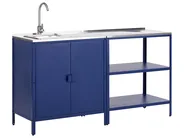 2 Piece Outdoor Kitchen Set with Sink VILAMA Blue Metal_974592
