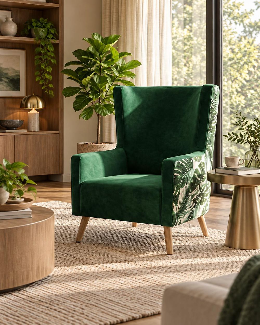 Wingback Chair ONEIDA Velvet Dark Green