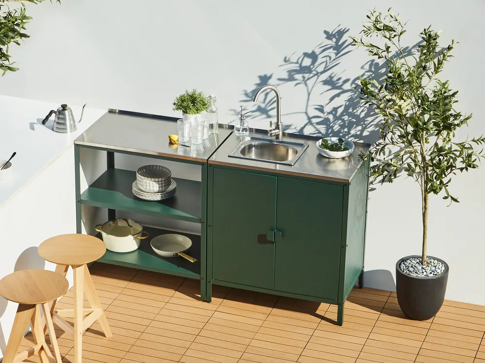 2 Piece Outdoor Kitchen Set with Sink VILAMA Green Metal