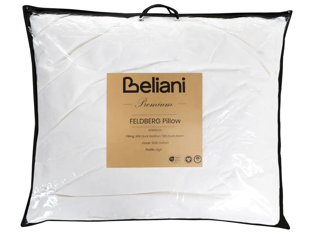 Set of 2 Bed Pillows FELDBERG High 50 x 60 cm Duck Feathers and Down White_1020375