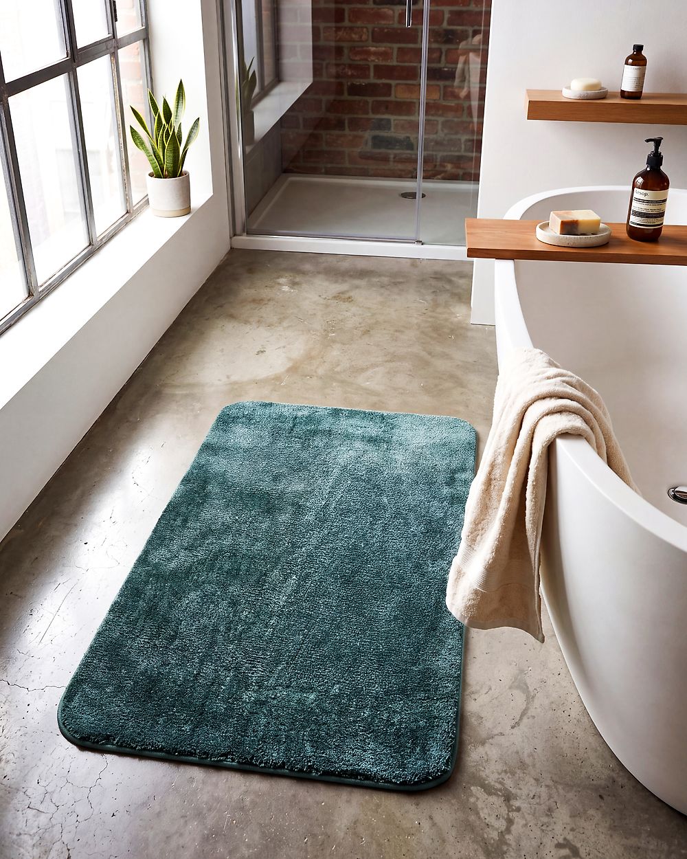 Badematte URLANA Mørkegrønn 60 x 90 cm Mikrofiber