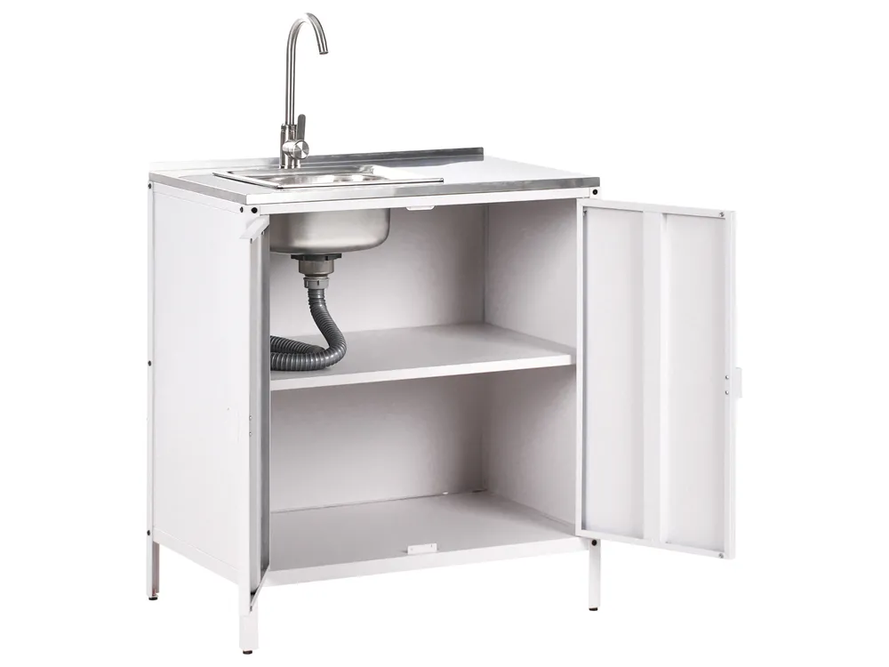2 Piece Outdoor Kitchen Set with Sink VILAMA White Metal_974216