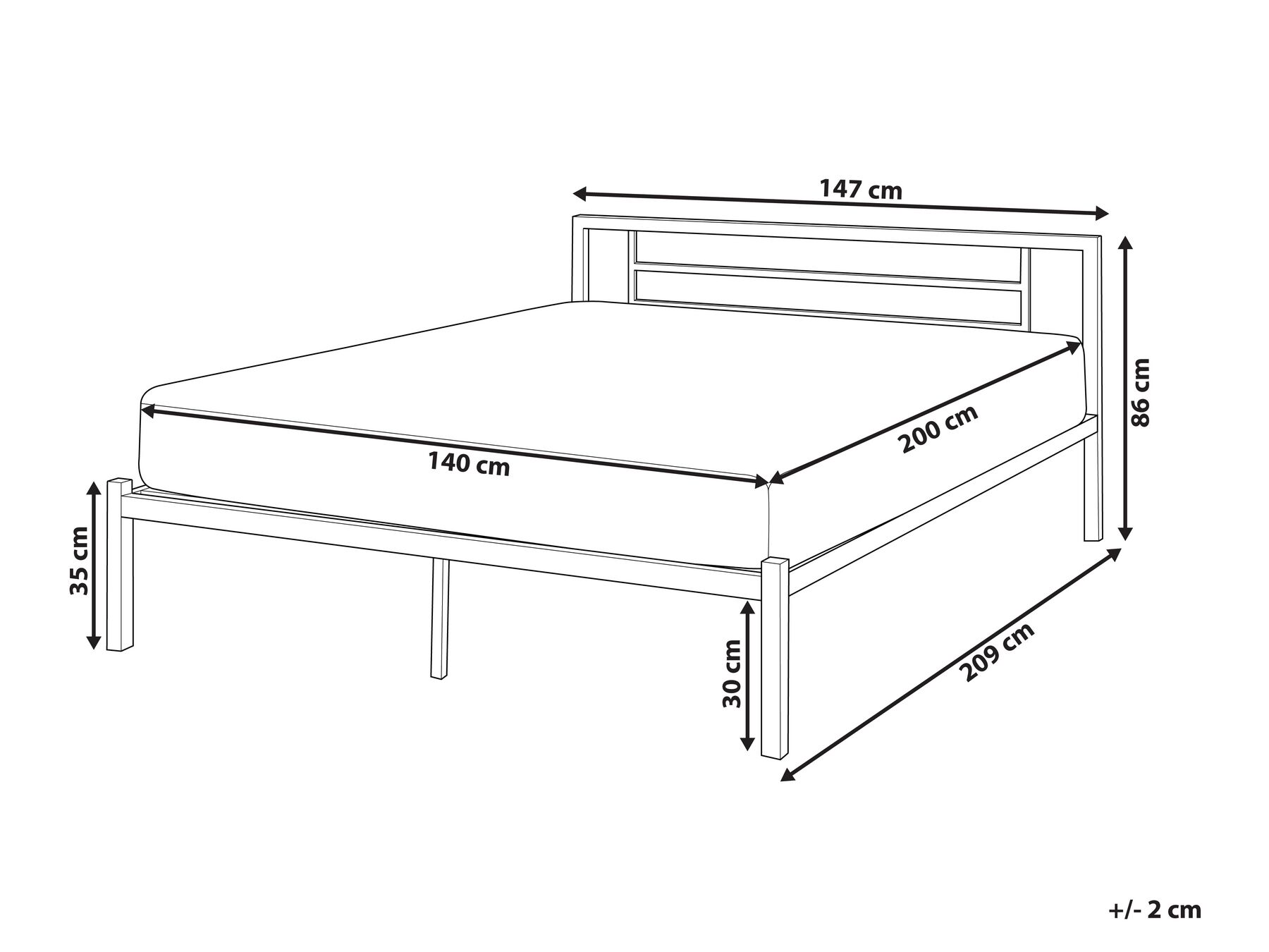Bed Metal CUSSET 140 x 200 cm (EU Double) Black_817978