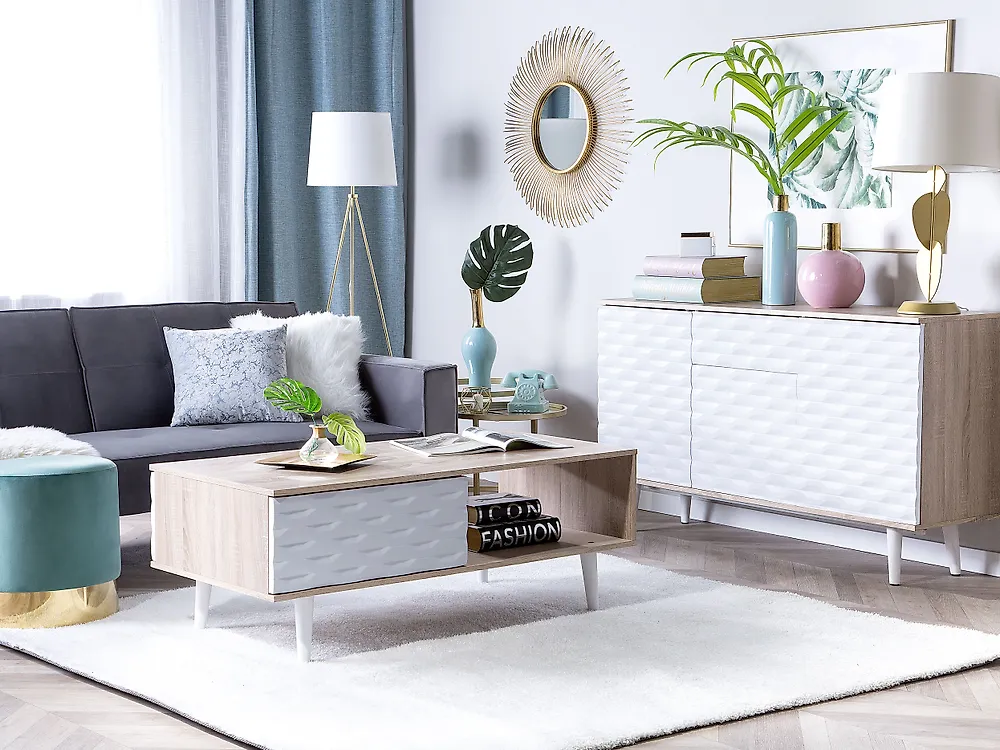 Coffee Table SWANSEA with Storage Light Brown_1182767