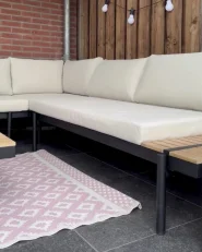 Garden Corner Sofa with Table 5 Seater BELLARIVA Eucalyptus Wood Off-White_994191