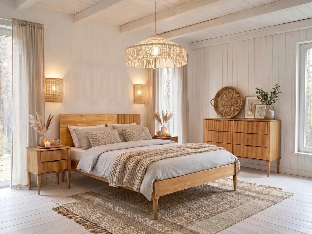 Bed Pine Wood FLAVIGNAC 140 x 200 cm (EU Double) Light Brown_1118341