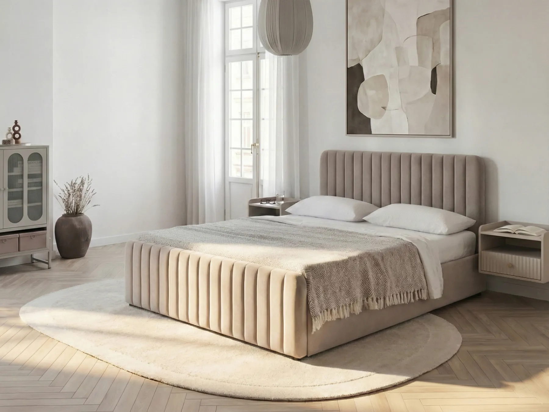 Ottoman Bed LUNAN Taupe 160 x 200 cm (EU King Size)_1051533