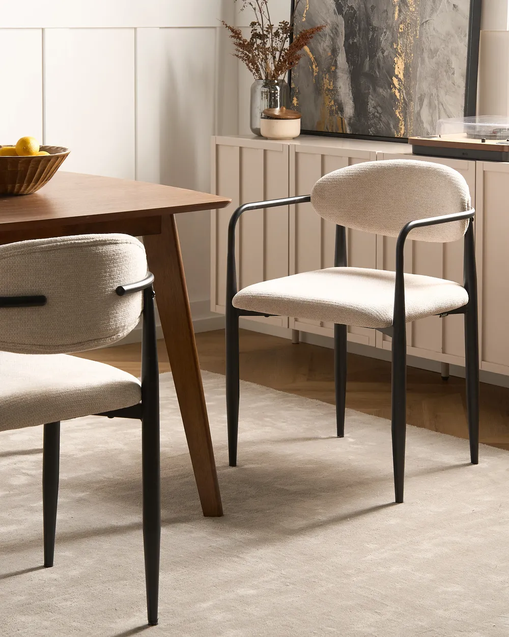 Set of 2 Dining Chairs TANEVIK Fabric Light Beige