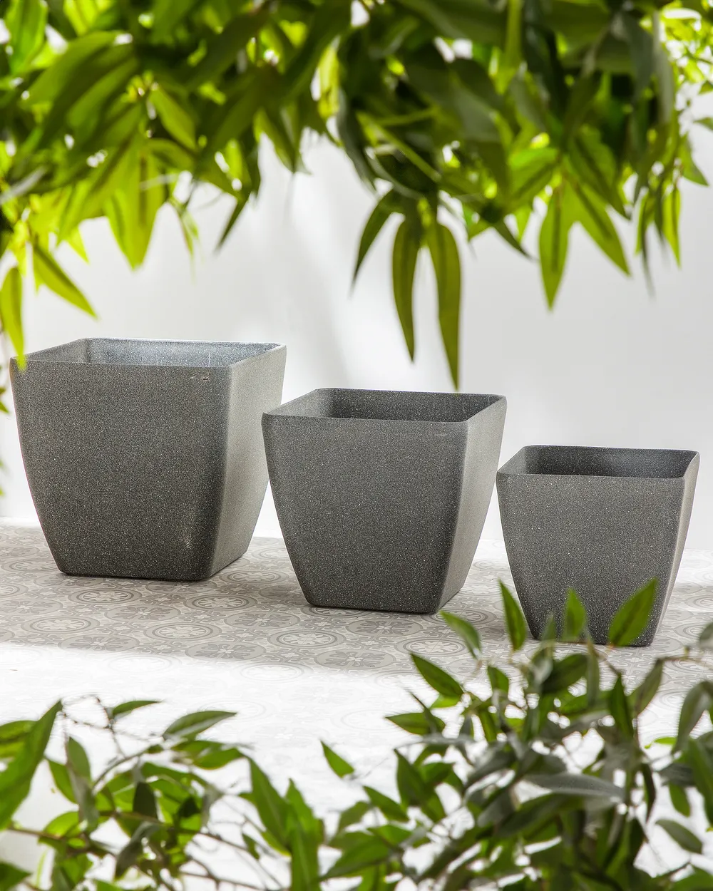 Set of 2 Plant Pots ZELI 49 cm Dark Grey