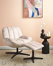 Nojatuoli pyörivä LIA rahilla Sametti Beige_1183887