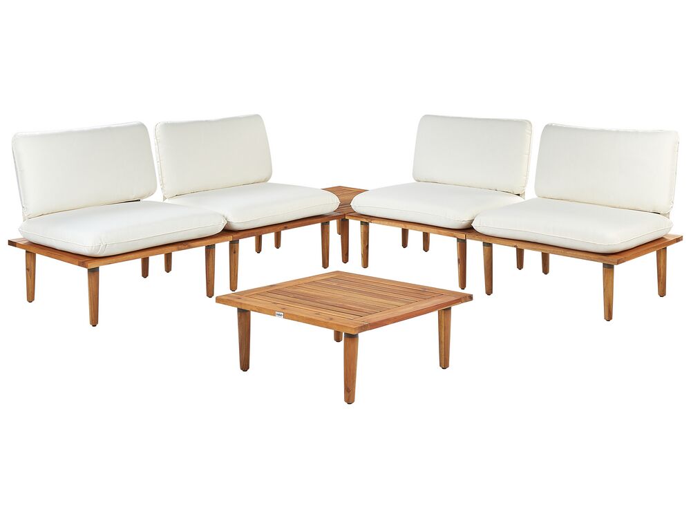 Loungesett til hagen med bord 4-seters FRASCATI Sertifisert akasietre Off white