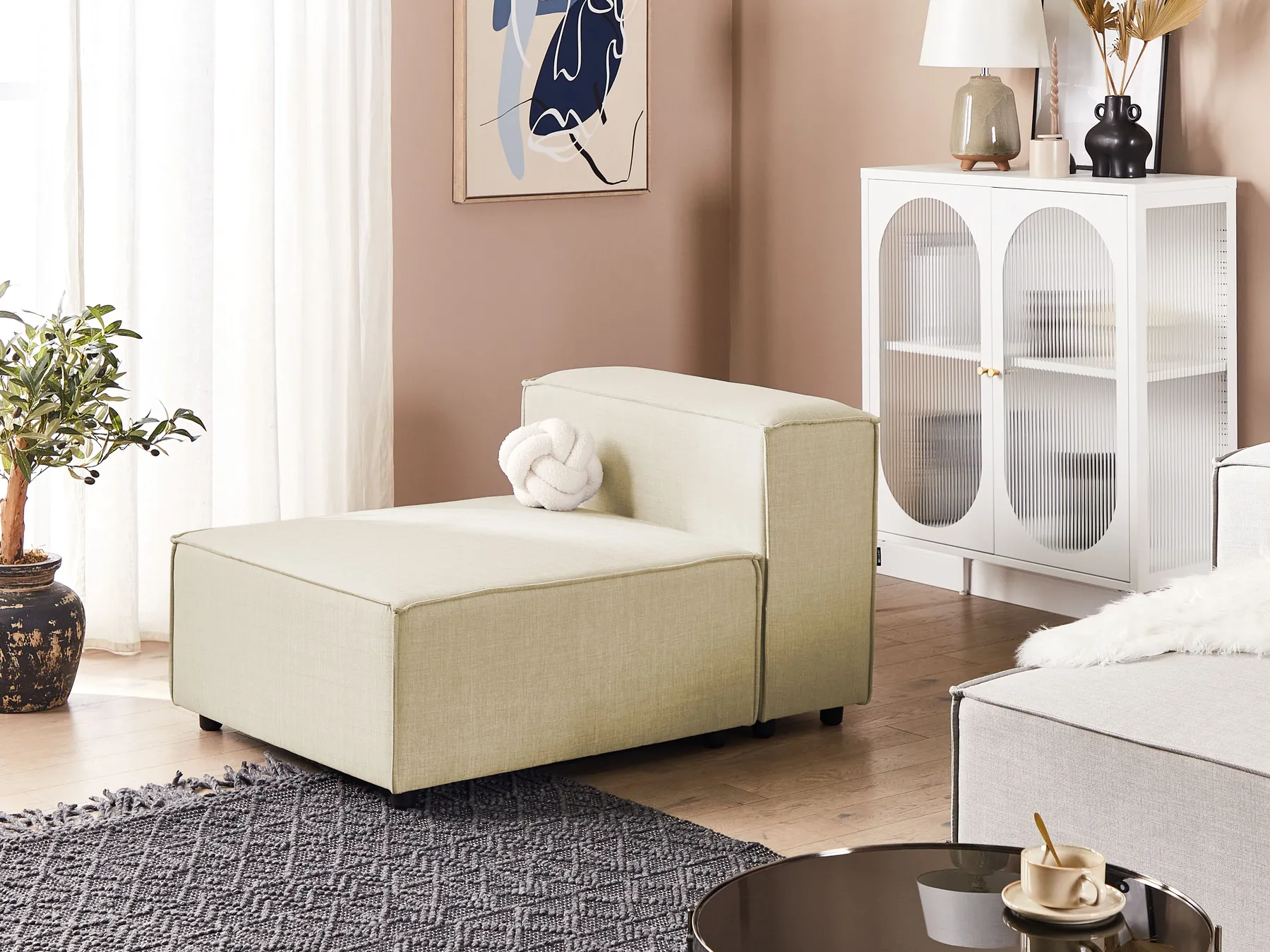 1-Seat Section APRICA Faux Linen Beige_860324