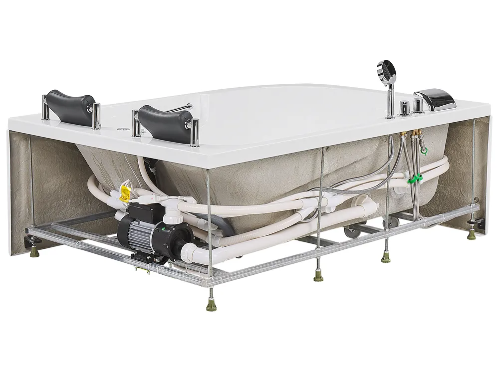 Corner Hot Tub with LED BAYAMO 1700 x 1200 mm White Left Hand_821156