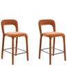 Set of 2 Bar Chairs LAKEVILLE Chenille Golden Brown