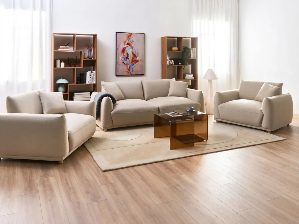 Sofa 3 Seater JUBEK Fabric Beige_1074641