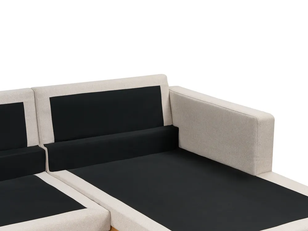 Corner Sofa 4 Seater SIGGARD Fabric Light Beige Left Hand_944899