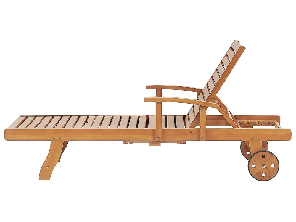 Sun Lounger with Cushion JAVA PREMIUM Reclining Acacia Wood Blue_1070447