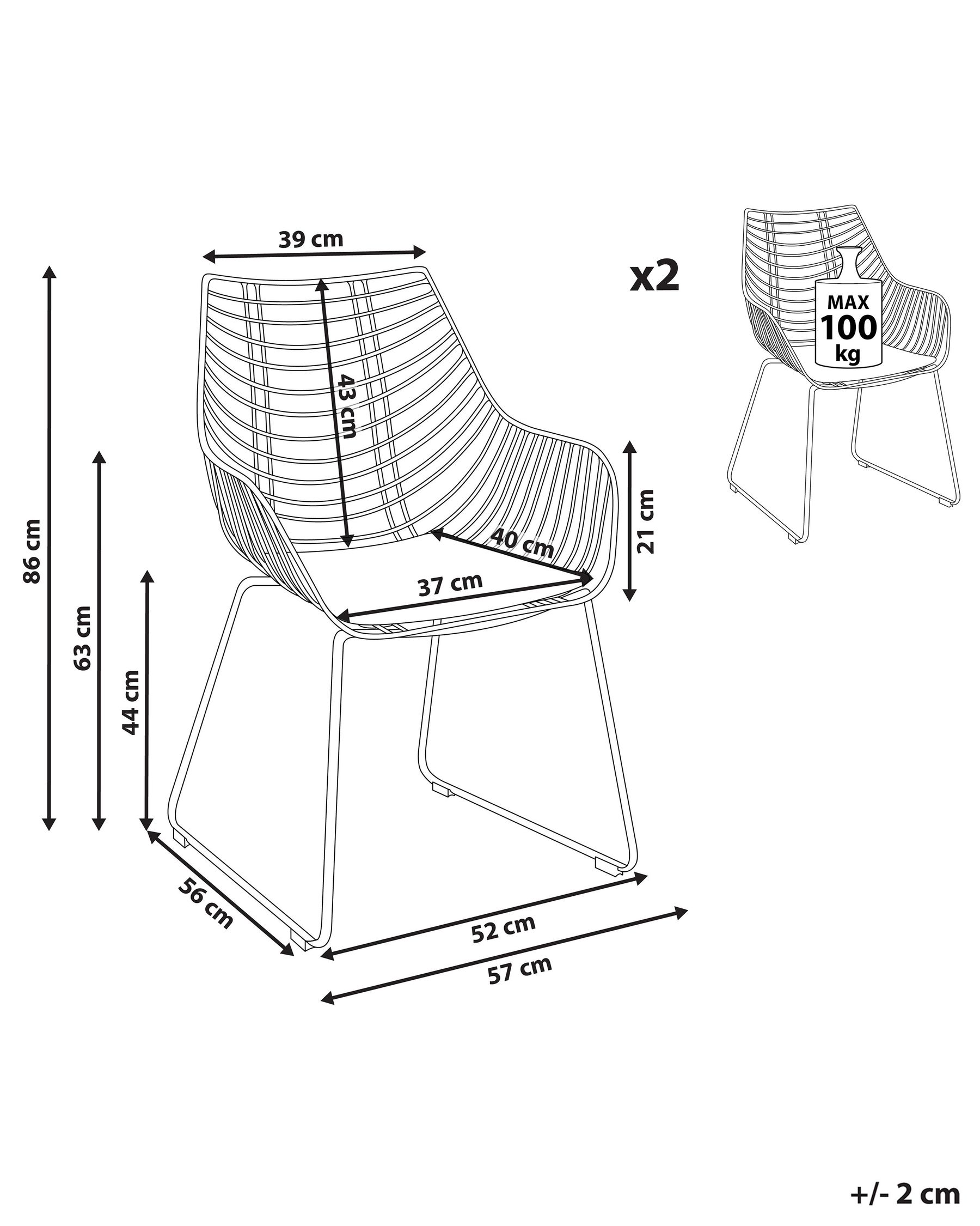 Set of 2 Dining Chairs ANNAPOLIS Metal Black_907707