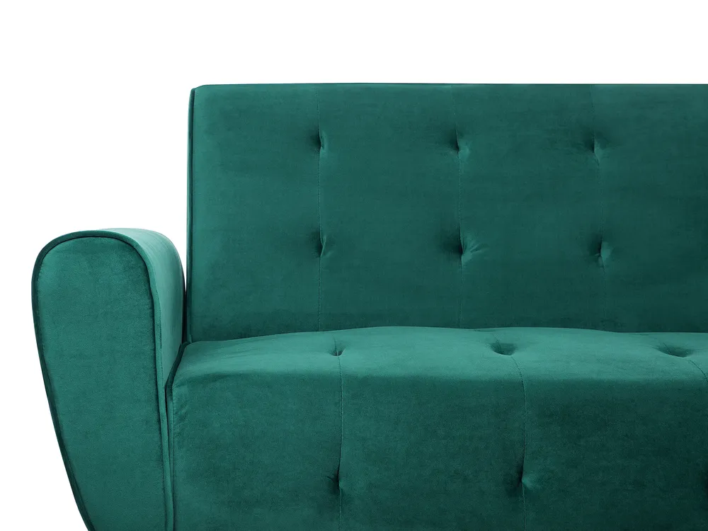 Sofa Bed 3 Seater SELNES Velvet Emerald Green_729245