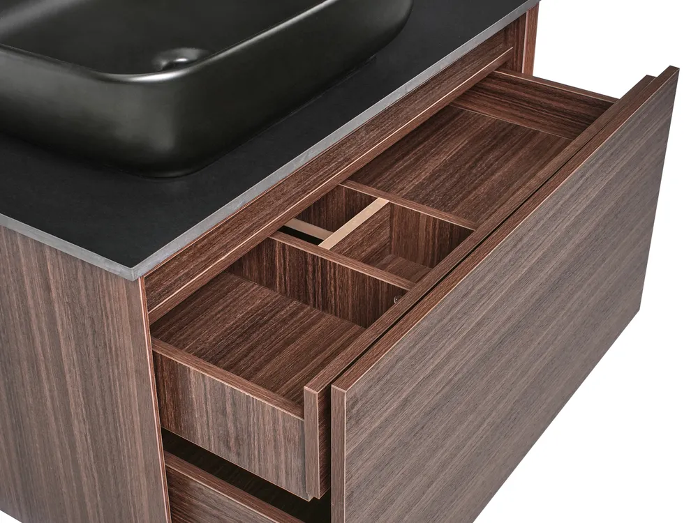 Wall Mounted Vanity Unit with Basin ARICA Dark Brown_1010523