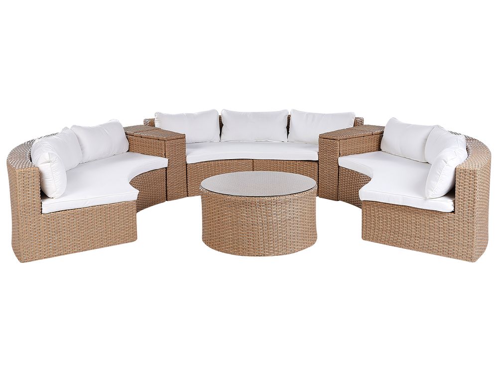 Trädgårdssoffgrupp med bord 9-sits SEVERO Konstrotting Beige