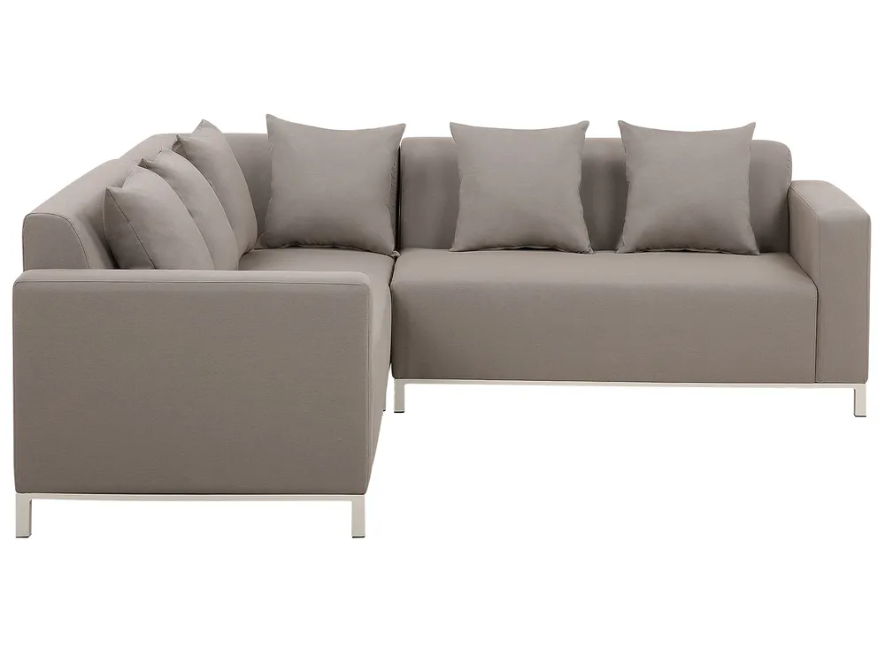 Garden Corner Sofa with Table 5 Seater BELIZE Modular Beige Right Hand_833568
