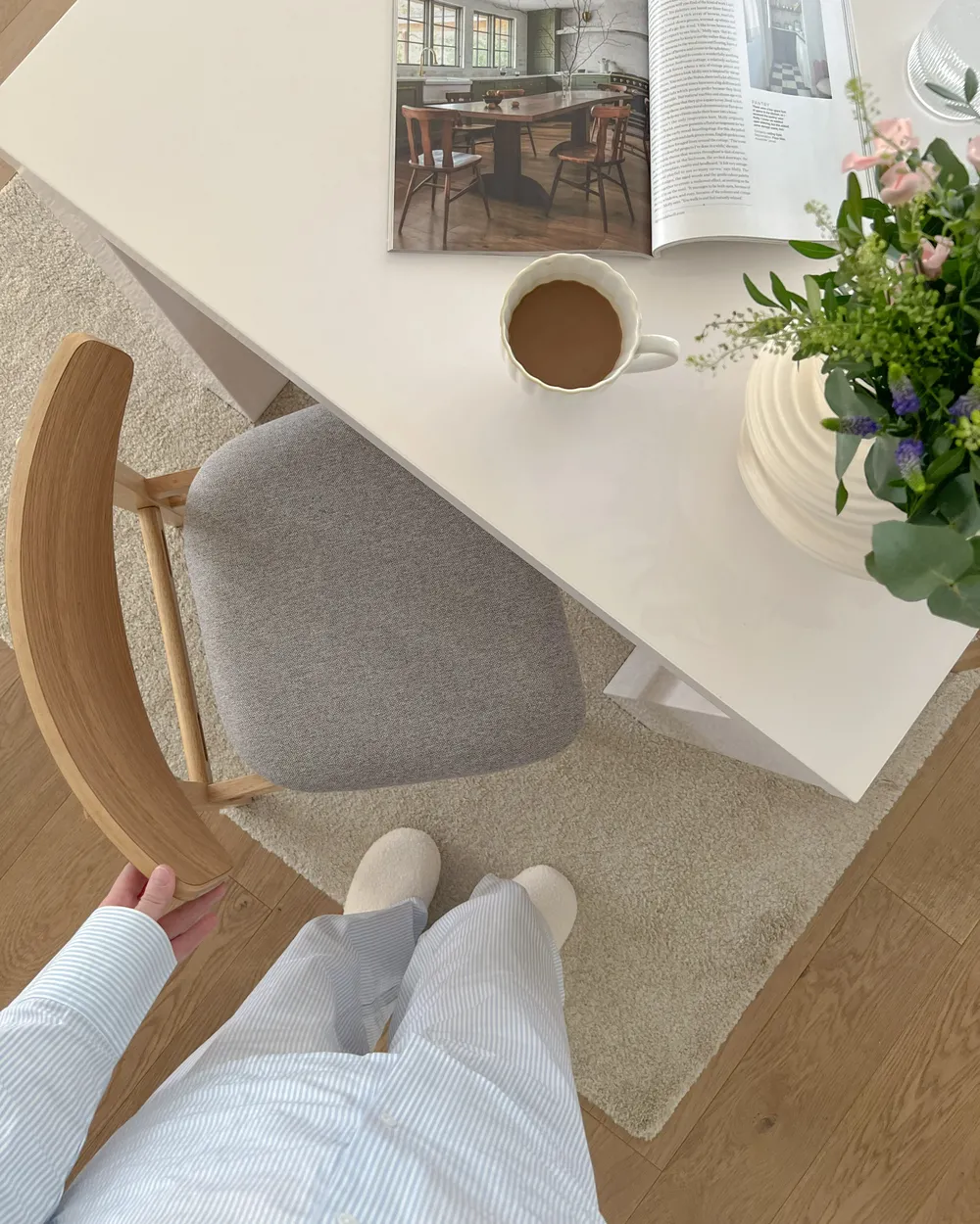 Set of 2 Dining Chairs SMILEY Wood Light Brown/ Grey_983771