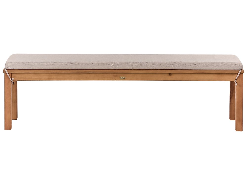 Garden Bench with Cushion MONSANO 170 cm Eucalyptus Wood Beige