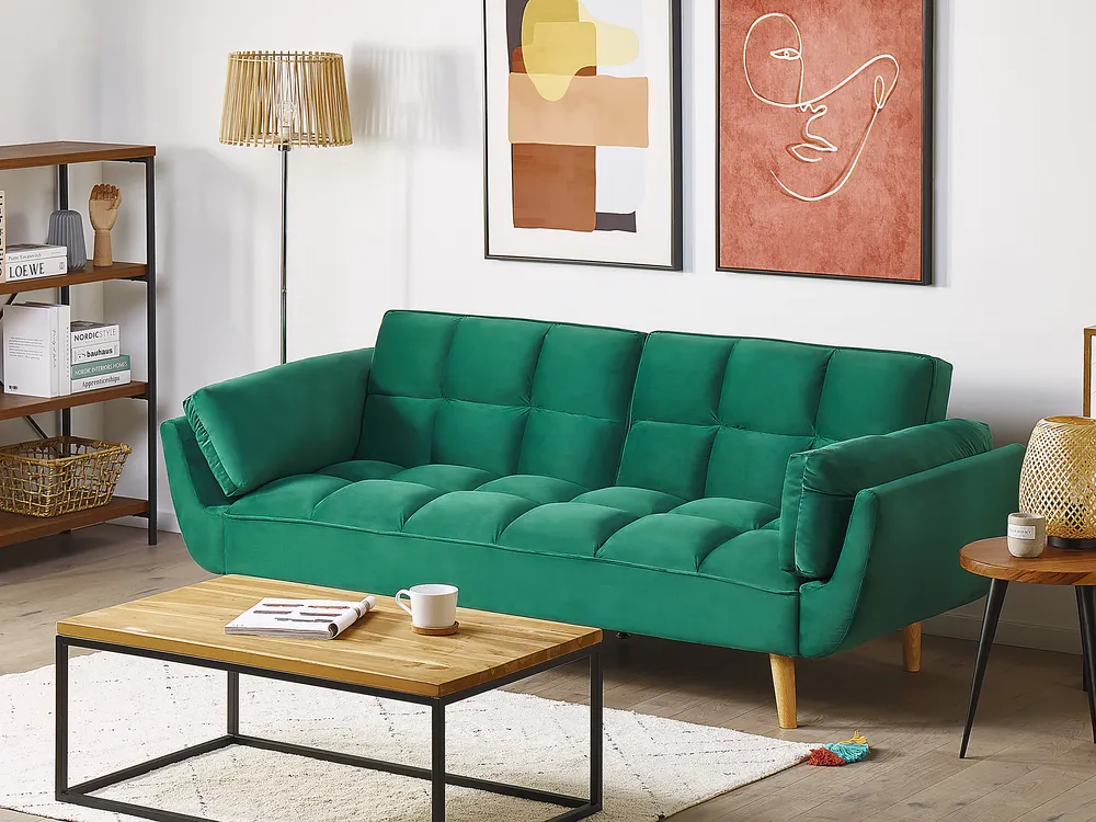 Sofa Bed 3 Seater ASBY Velvet Green