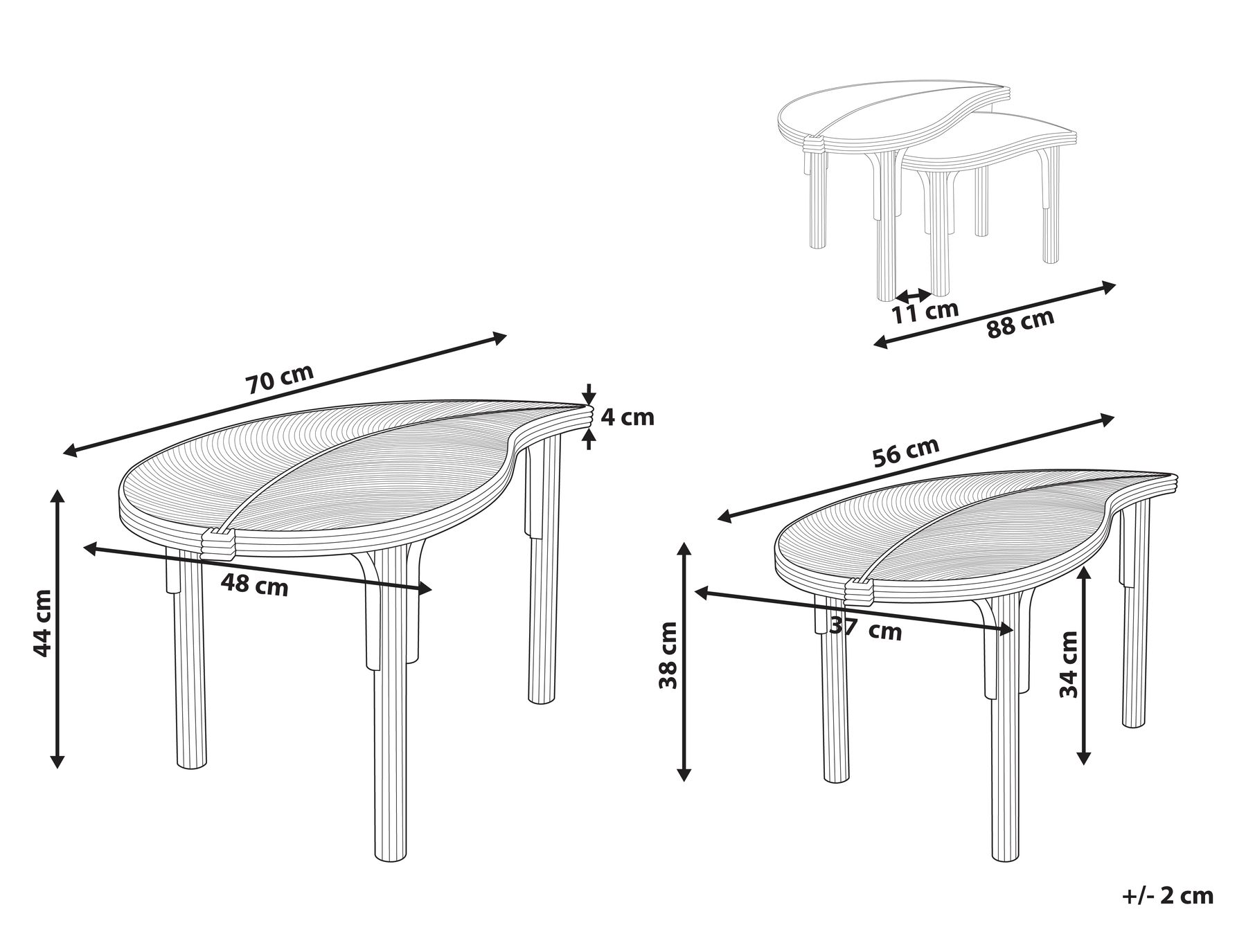 Set of 2 Coffee Tables PARALIA Rattan Natural_999449