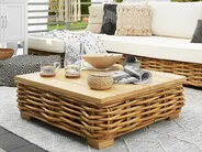 Garden Lounge Set with Table 4 Seater VARALLO Modular Rattan Natural Left Hand_767007