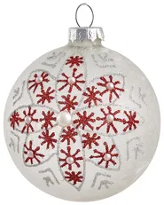 Set med 50 julgranskulor SNOWFLAKE Glas Röd/ vit_1028048