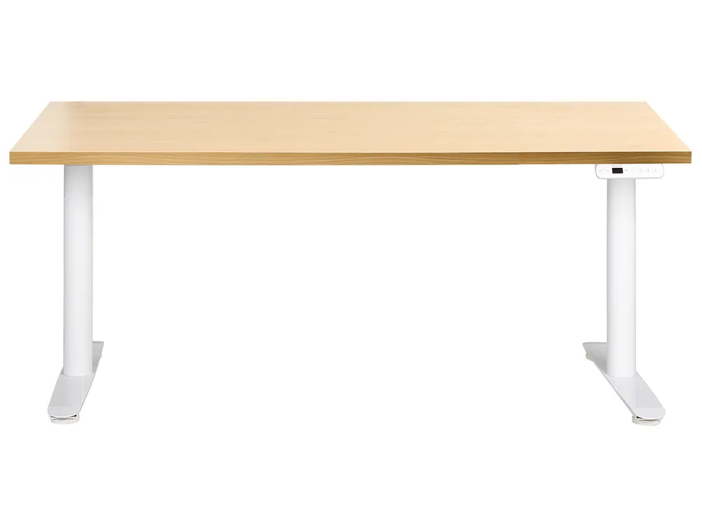 Electric Adjustable Standing Desk DESTINAS 160 cm 72 cm Light Brown/ White_1000412