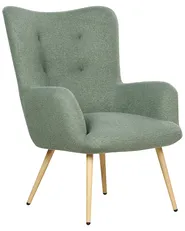 Wingback Chair VEJLE with Footstool Boucle Light Green_901593