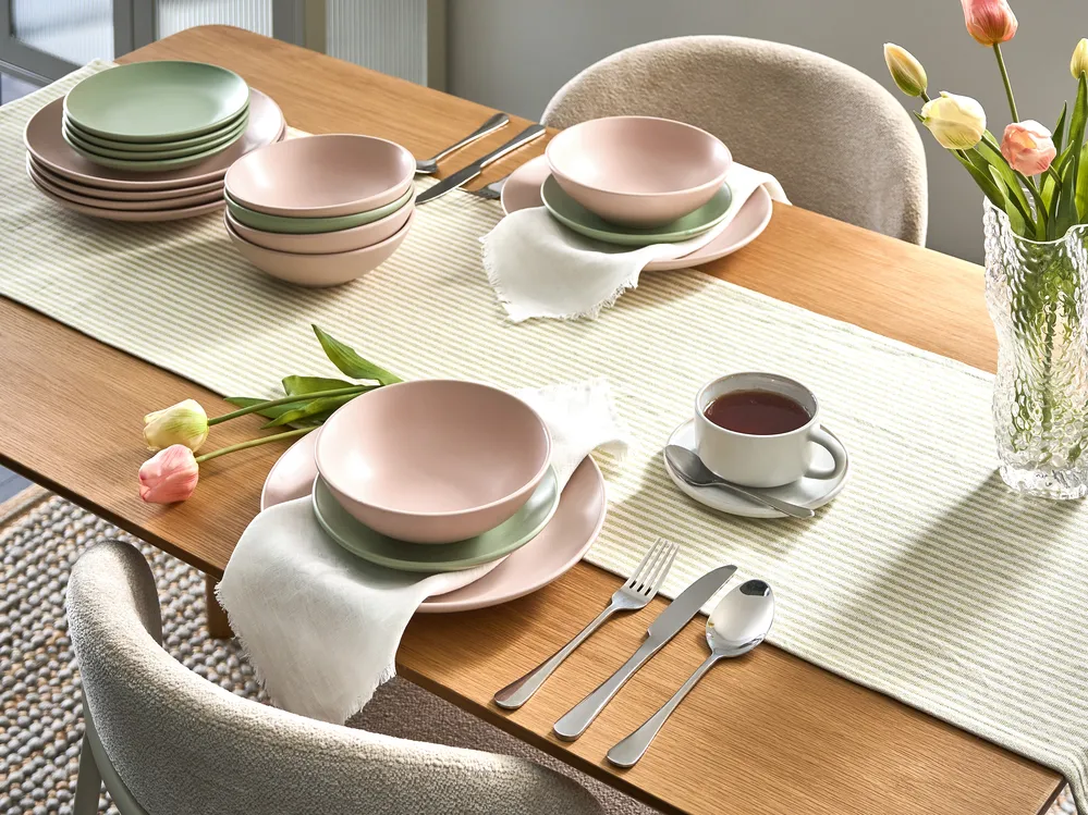 Set of 18 Dinnerware VIVANI Stoneware Pink_1041895