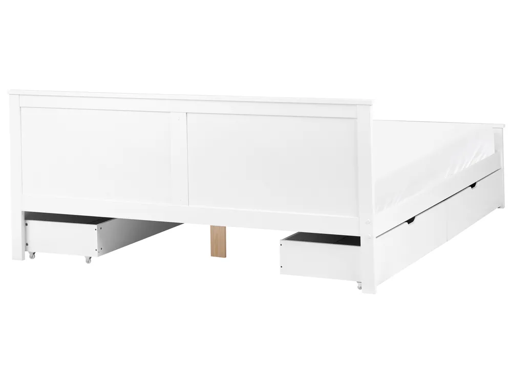 Bed with 4 Drawers SABRAN Pine Wood White 180 x 200 cm (EU Super King)_1061339