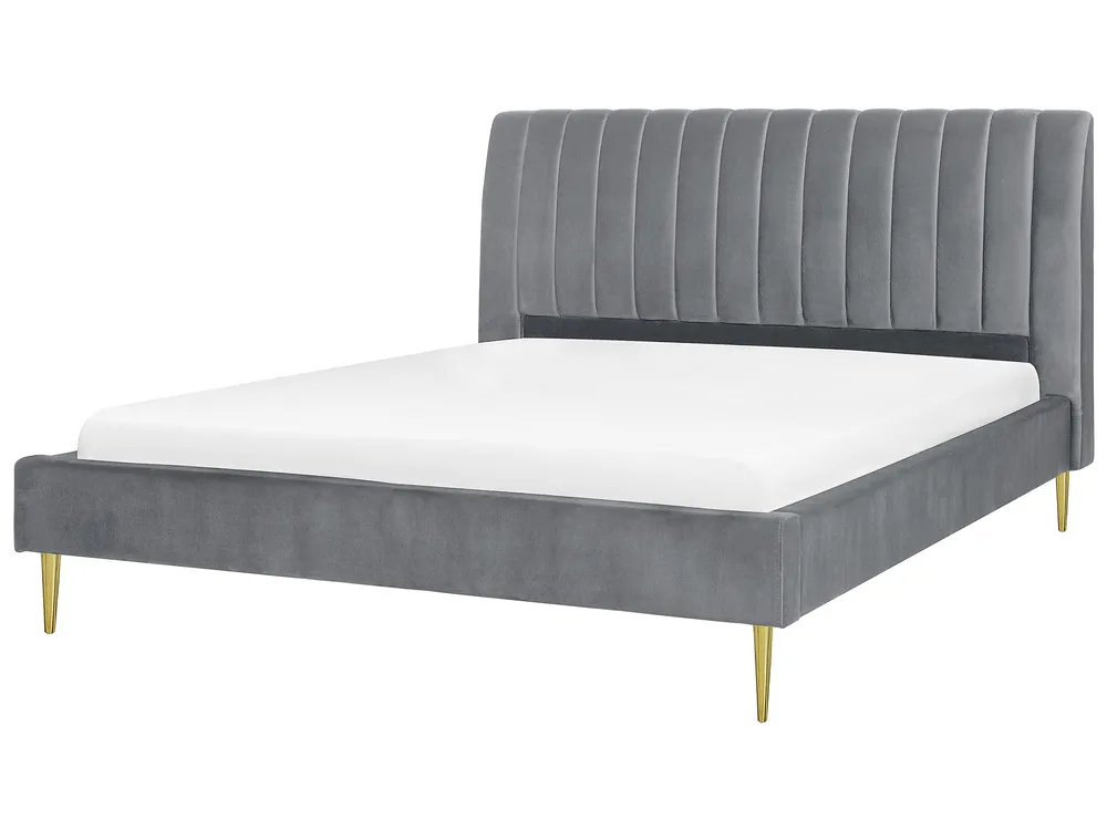 Bed Velvet MARVILLE 180 x 200 cm (EU Super King) Grey
