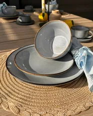 Set med 4 skålar JUNIPER Stengods Ljusblå_981741
