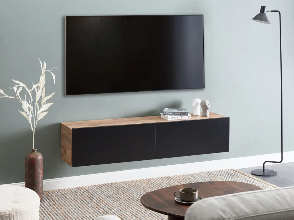 Wall Mounted TV Stand GLADSTONE Brown/ Black