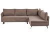 Corner Sofa Bed 3 Seater KOGE with Storage Fabric Brown Left Hand