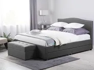 Bed with Storage Drawers MONTPELLIER Fabric Grey 160 x 200 cm (EU King Size) LED_708663