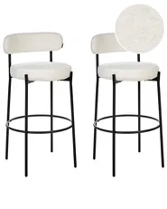 Set of 2 Bar Chairs ALLISON Boucle White_915903