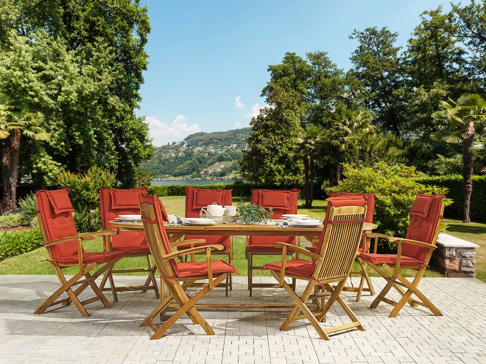 Set of 8 Back/Seat Cushions MAUI 40 x 54 cm Dark Red