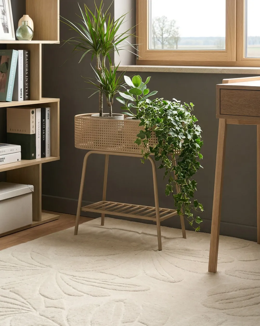 Plant Stand LINNAEA 60 cm Metal Beige_1064719