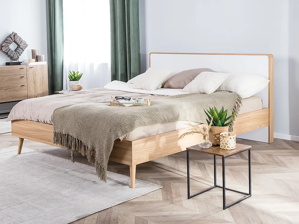 Bed SERRIS 160 x 200 cm (EU King Size) Light Brown_1169885