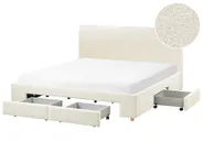 Bed with Storage Drawers SOUTRIN Boucle Off-White 180 x 200 cm (EU Super King)_993484