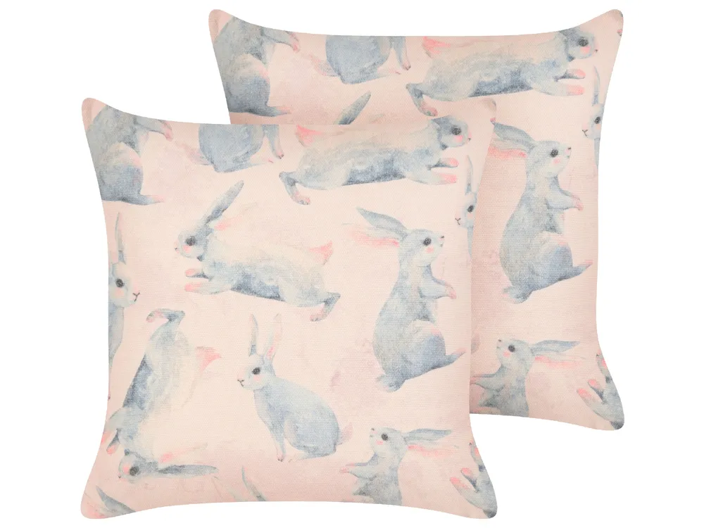 Set of 2 Decorative Cushions RATIBIDA Cotton 45 x 45 cm Pink