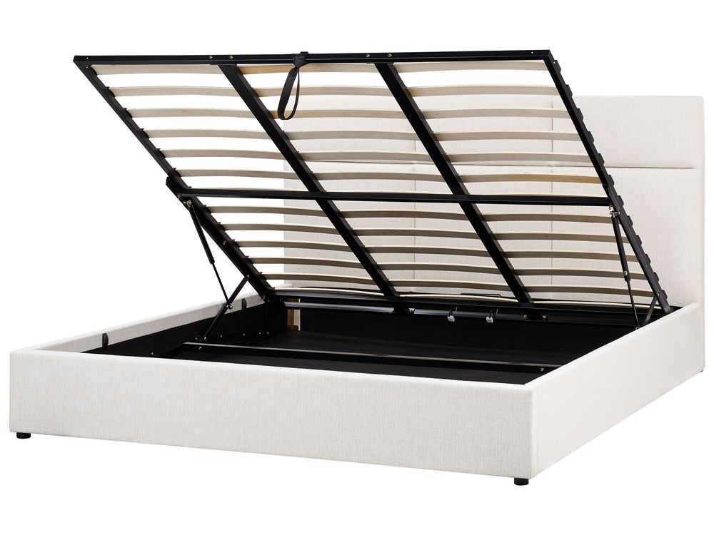 Ottoman Bed LAGORD Fabric Off-White 180 x 200 cm (EU Super King)
