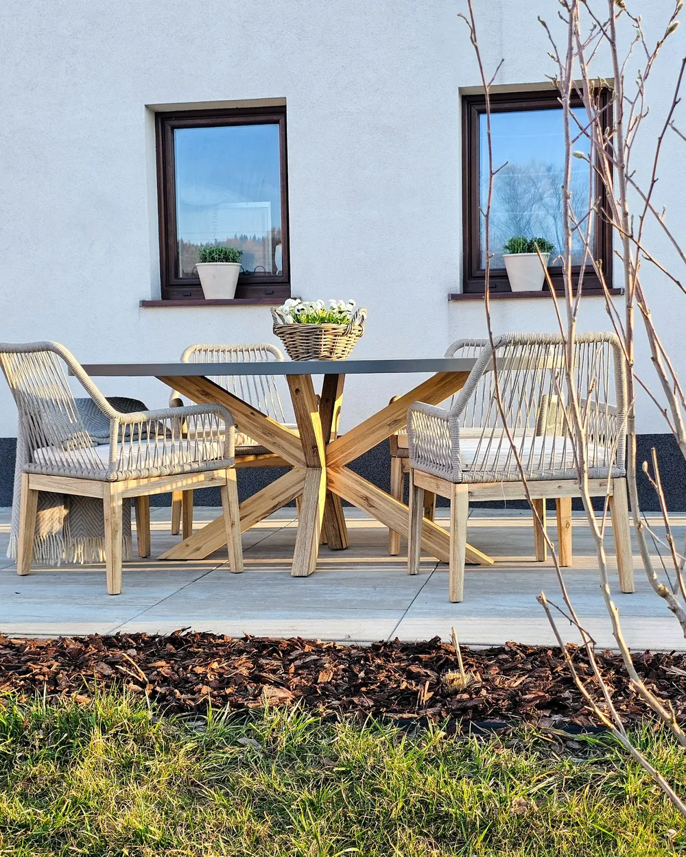 Trädgårdsmatgrupp 4-sits ORISTANO med kuddar Betong Beige_987886