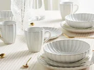 Set of 16 Dinnerware NETTLE Stoneware Off-White_957387